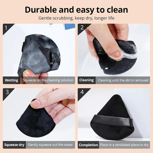 BEAKEY Triangle Powder Puffs for Face Powder Makeup Puff for Loose & Cosmetic Foundation, Wedge Shape Velour Cosmetic Cloud Kiss Makeup Sponges fo...