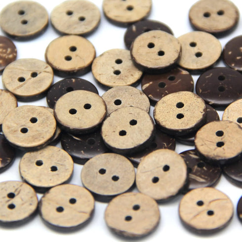 100pcs 13mm(0.5inch) Brown Natural Coconut Shell Buttons, 2 Holes Eco-friendly Wooden Buttons for Sewing, Children Handmade Scrapbooking, Baby Clo...