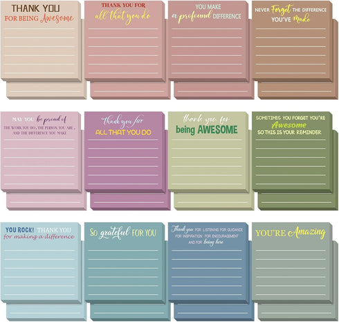 Yinder 24 Pcs Employee Appreciation Sticky Notes Thank You Gifts Bulk End of Year Teacher Gift Mini Pocket Inspirational Notepads for Coworker Gra...