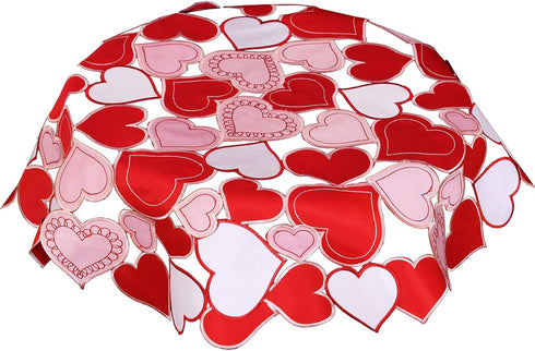 Simhomsen Small Embroidered Love Heart Tablecloth, Wedding Anniversary, Marriage Proposals or Engagements (Round 34 inches)...