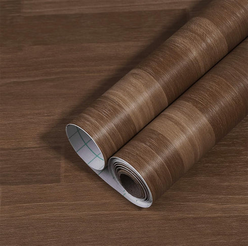 Dark Brown Butcher Block Contact Paper Peel and Stick Kitchen Countertop Wallpaper Shelf Liner Roll for Bathroom Counter Table Laundry Room Wall D...