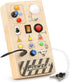 Joyreal Montessori Busy Board Toy for Toddlers, LED Wooden Sensory Board with 8 Switch Light Designs, Early Activity Motor Skills Educational Toys...