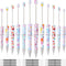 12 Pcs Plastic Beadable Pens Floral Bead Pens Spring Flowers Assorted Bead Pen Ballpoint Pen Shaft Black Ink Beaded Pens with 12 Pcs Refills for D...