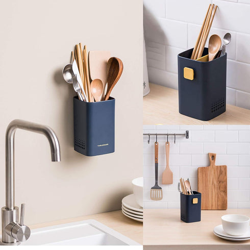 Kitchen Utensil Holder for Countertop,Multifunctional Draining Chopstick Cage,Double Ventilation Holes,Wall Mounted or Standing Cutlery Storage Or...