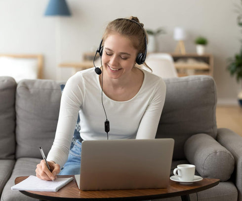 Aluratek Wired USB Stereo Headset with Noise Reducing Boom Mic and in-Line Controls, for Distance Learning, Zoom, MS Teams, Video Conferencing, Sk...