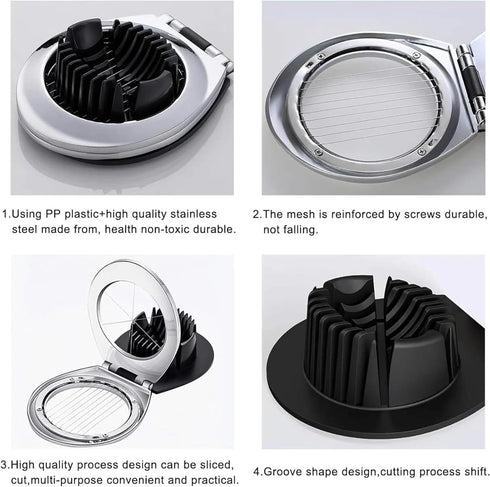 Egg Slicer, BIBURY Egg Slicer for Hard Boiled Eggs, Heavy Duty Egg Cutter for Egg Strawberry Mushroom Soft Fruit, Stainless Steel Wire with 3 Slic...