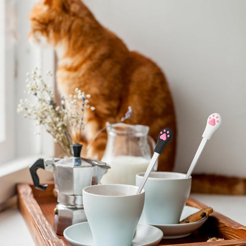 Sibba Dog Cat Spoon 2 Pcs Food Can Spoon Cute Claw Scoop Stainless Steel Spoon Portable Scoop Silver Espresso Little Scoop Fit Feed Canned, Mug, S...