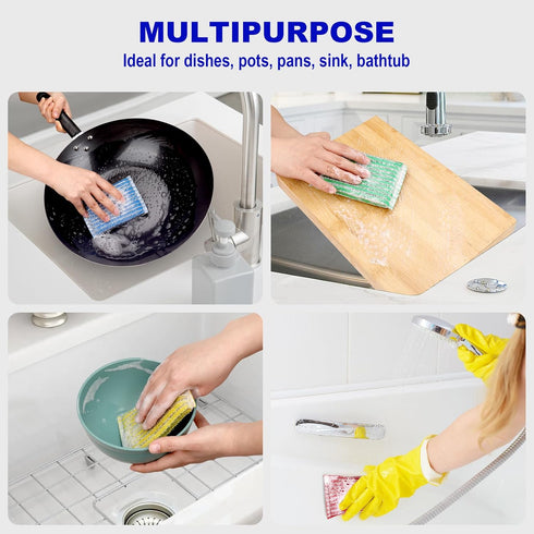 8Pads Sponges Kitchen - Premium Dish Sponge, Dish Cloths for Washing Dishes, Dish Scrubber, Dish Brush, Essential Cleaning Supplies in Kitchen Ute...