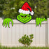 Christmas Decorations Outdoor - Fence Yard Sign with Hand Head for Holiday Christmas Fence Peeker Decorations...