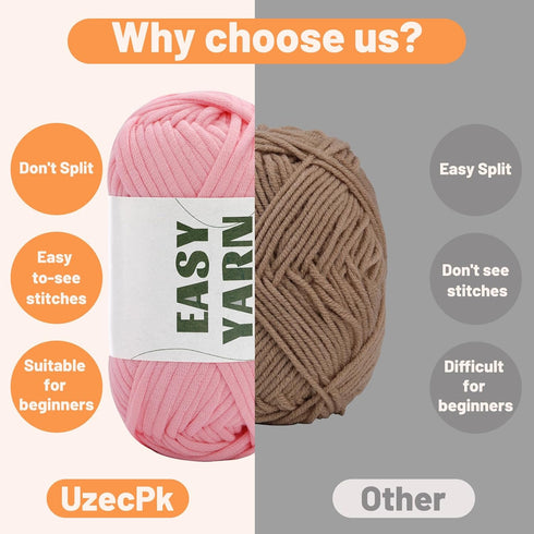 Yarn for Crocheting, Crochet Yarn, Easy yarn, Beginners Yarn for Crocheting with Easy-to-See Stitches, Stitch Marker, and Elbow Needle Cotton Yarn...