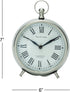 Deco 79 Stainless Steel Metal Decorative Clock Mantel Clock with Ring Top, Tabletop Clock 6" x 3" x 7", Silver...