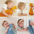 Organic Cotton Muslin Lovey Blanket, Organic Cotton Muslin Bunny & Lion Security Blanket Soft & Breathable Lovie Baby Gifts for Boys and Girls (Pi...