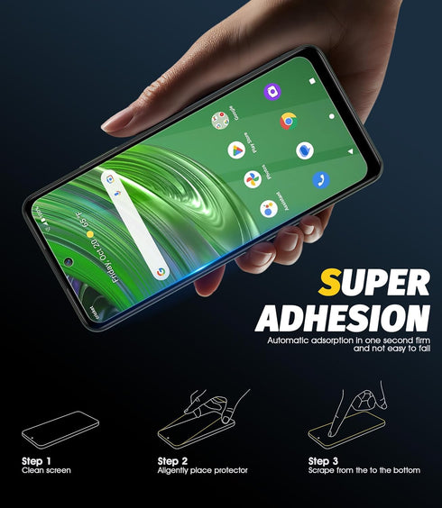 (3 Pack) Orzero Tempered Glass Screen Protector Compatible for Cricket Outlast/AT&T Jetmore, Precise Front Camera Cutouts HD Anti-Scratch Bubble-F...