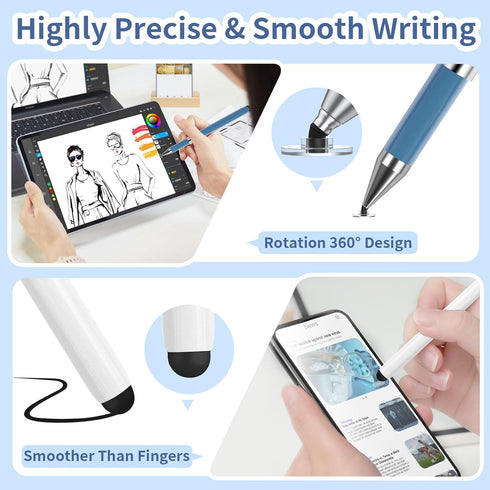 2-in-1 Stylus, Stylus Pen for Touchscreen, 4 PCS Stylus Pen for iPad, High Sensitivity & Precision Suitable for All Touch Screens of iPhone/ipad/A...