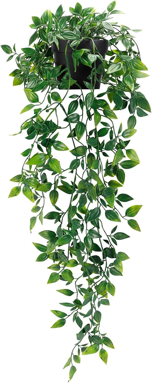 Whonline Fake Hanging Plants, Artificial Small Potted Plants for Indoor Outdoor Aesthetic Office Living Room Shelf Decor (1 Pack)...