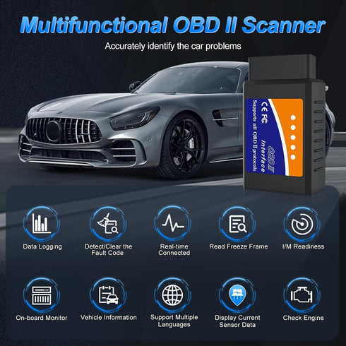 OBD2 Bluetooth Scanner for iPhone iOS Android Windows Car Code Reader Enhanced Auto Diagnostic Scan Tool Odb2 OBDII Adapter Check Engine Light Liv...
