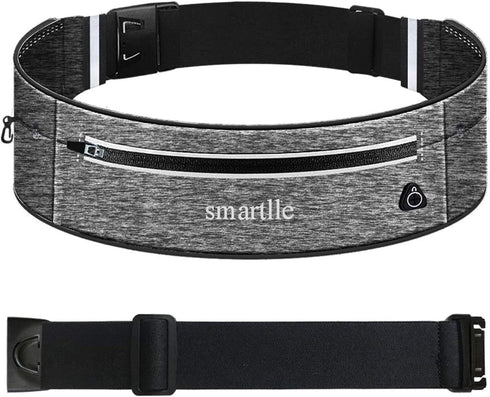 Running Belt Fanny Pack, Adjustable Waist Pack Reflective Fitness Workout Belt Fits with 3 Pouches for All Mobile Phones?Fitness Workout Belt in R...