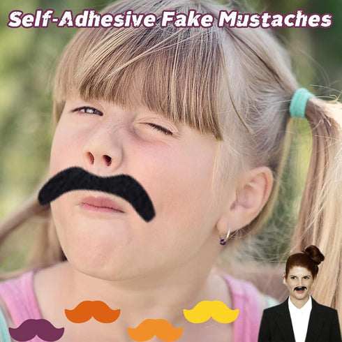 Anyumocz 48PCS Self-Adhesive Fake Mustaches - Novelty Fake Mustaches for Masquerade Party Performance...