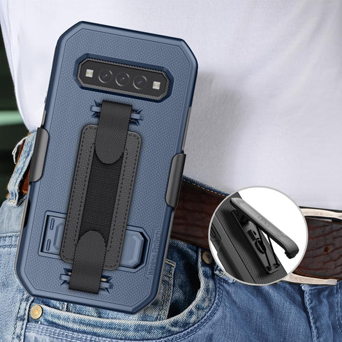 Case and Holster Combo Compatible with Kyocera DuraForce PRO 3 (E7200), Protective Case and Belt Clip Holster Combo with Handstrap, Kickstand and ...
