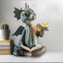 Baby Dragon Reading Book Statue, 5.9-Inch Tall Cute Dinosaur Holding Butterfly Figurines Art Resin Sculpture Outdoor Garden Decor Home Desk Orname...