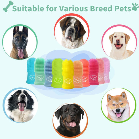 Dog Finger Toothbrush for Pet: 10pcs Puppy Teeth Brushing Kit - Doggie Dental Cleaning Fingertip Fingerbrush...