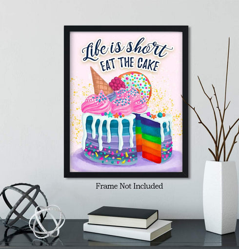 Kitchen Wall Decor, Cake Dining Room Decor, Pink Motivational Gifts for Women Bakers Chefs, Inspirational Positive Quotes Wall Art...