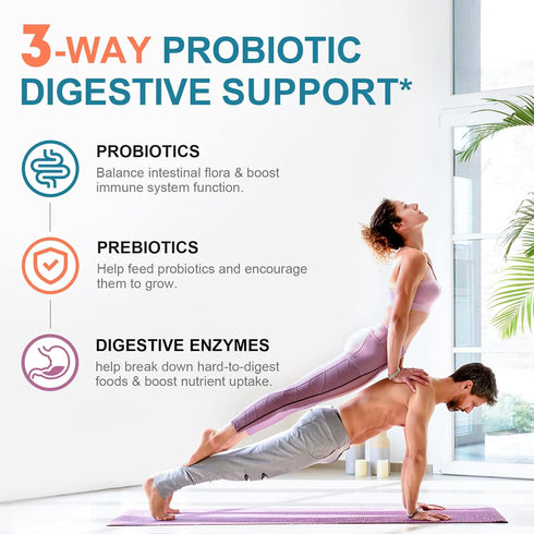 Probiotics 120 Billion CFUs 18 Strains, 3 Prebiotics & Digestive Enzymes for Men Women,Digestive & Immune Support,Shelf Stable Non-GMO 60 Vegetari...