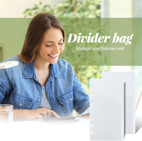 5pcs A6 Clear Binder Cash Envelopes, A6 Insert with 2 Pockets for Budgeting Money,Binder Pockets Index Envelopes for 6 Ring Budgeting Binder Inser...