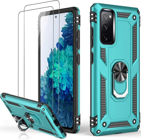 LUMARKE for Galaxy S20 FE Case with Screen Protector,Pass 16ft. Drop Tested Military Grade Protective Phone Cover with Magnetic Ring Kickstand Com...