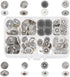 PH PandaHall 80pcs Metal Shank Buttons 8 Style Engraved Metal Buttons Antique Silver Metal Buttons with Shank Retro Alloy Buttons for Costumes Sew...