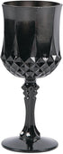 Fun Express Plastic Black Patterned Wine Glasses - Set of 12, 8 oz Goblets for Weddings, Halloween, and Parties - Elegant and Convenient...