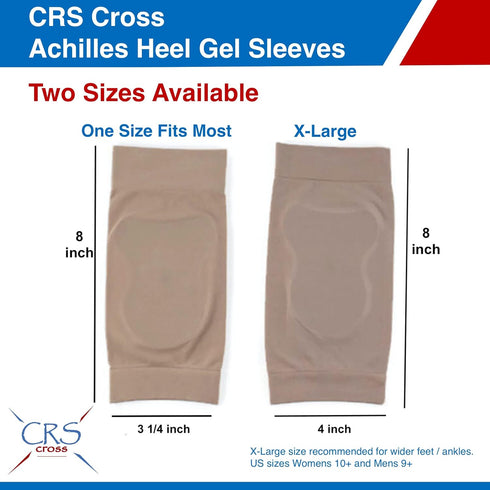 CRS Cross Achilles Heel Gel Sleeves. 1 Pair of Premium Padded Compression Gel Sleeve Socks for Cushion and Protection of Haglunds Bump, Achilles T...