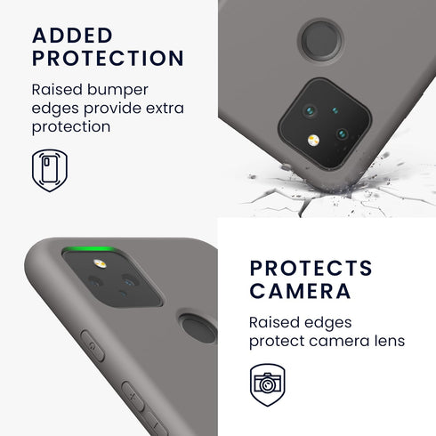 kwmobile Case Compatible with Google Pixel 5 Case - Slim Protective TPU Silicone Phone Cover - Stone Dust...