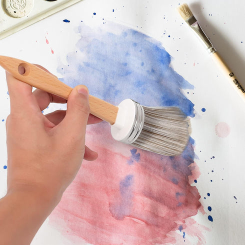 Professional Chalk and Milk Painting & Wax Brush for Furniture, DIY Painting Soft Round Brush, Stencils Brush, Large Oval Brush, Easy Cleaning1...