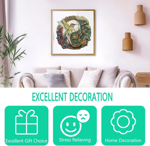 Wooden Puzzles for Adults - Yin Yang Hummingbird Wooden Jigsaw Puzzles for Adults, Unique Shaped Wood Puzzles Adult, Wooden Puzzles, Perfect for B...