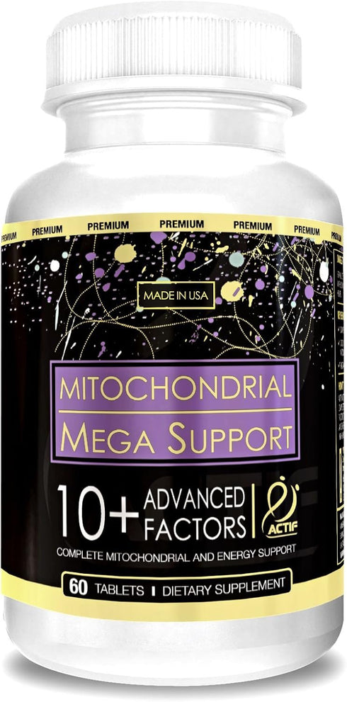 Actif Mitochondrial Mega Support with 10+ Advanced Factors - Non GMO, Fast Acting, Mitochondria and Energy Support, Made in USA, 60 Count...