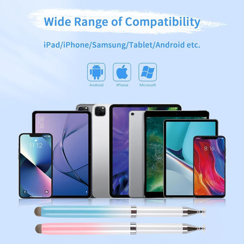 Stylus Pen for Touchscreen(2 PCS),2-in-1 High Precision and Sensitivity Capacitive Stylus Pen for Apple iPad iPhone Tablets Samsung Galaxy All Tou...