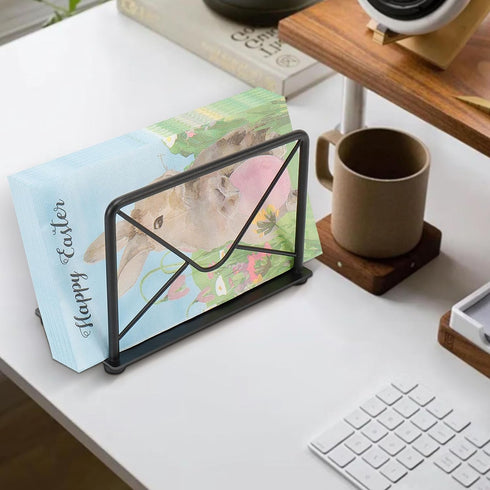 Modern Mail Holder for Home Office, Metal Letter Organizer Sorter for Desk, Cutout Mail Envelope Design, Bill Filling Paper Document Rack, Envelop...