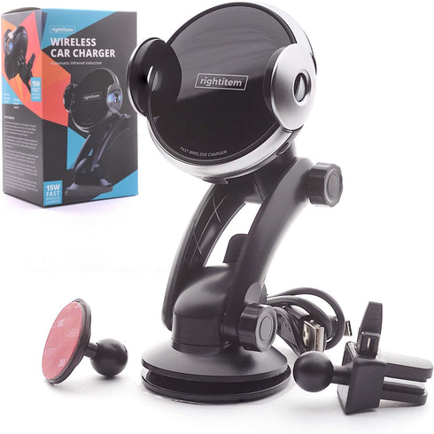 Wireless Car Charger, 15W Fast Charging Vent Charging Phone Holder Smart Sensor Cradle, Auto-Clamping Car Mount, Dashboard, for iPhone 14 13 12, S...
