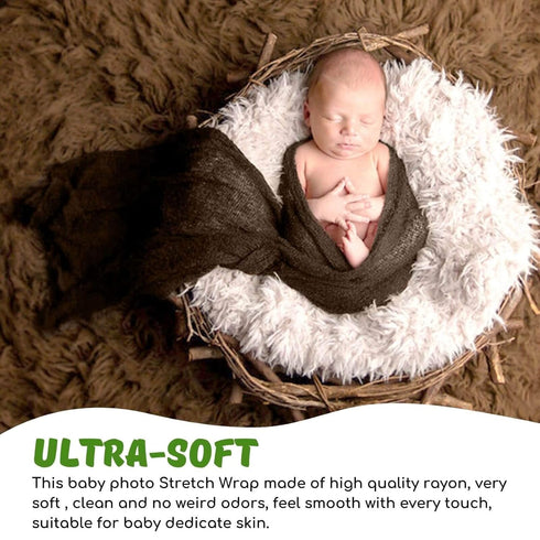 Sunmig Newborn Photography Props - 3 Pcs Stretch Wraps, Professional Baby Photo Props, Long Ripple Wrap for 0-6 Months (Dark Grey+Coffee+Brown)...