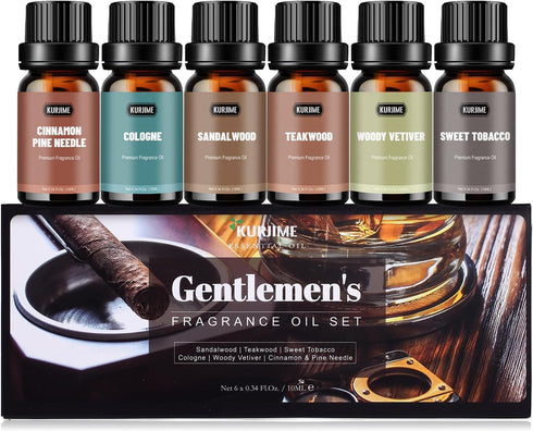 Essential Oils Set, Men Scents Fragrance Oil Essential Oils for Diffuser | Sandalwood, Teakwood, Sweet Tobacco, Cinnamon & Pine Needle, Woody Veti...