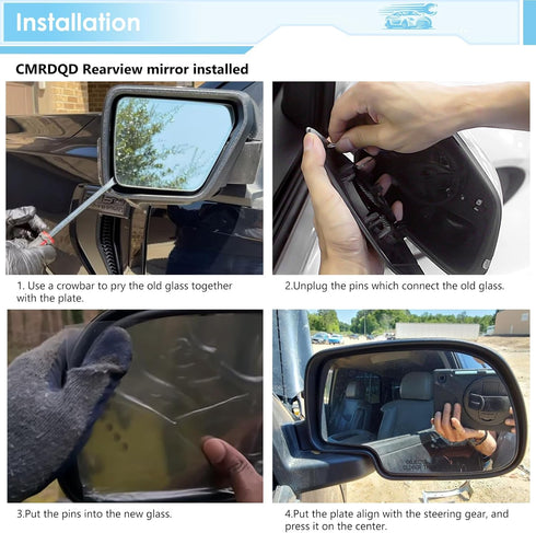 Passenger Side Heated Mirror Glass Compatible with 2003-2006 Cadillac Escalade, Chevrolet Avalanche, Silverado, Suburban, Tahoe, GMC Sierra, Yukon...