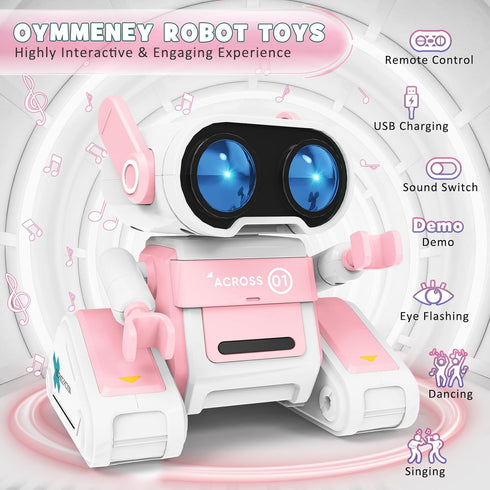 Robot Toys, Remote Control Toy Robots, RC Robots for Kids with LED Eyes, Flexible Head & Arms, Dance Moves and Music, Birthday for Kids Age 3 4 5 ...