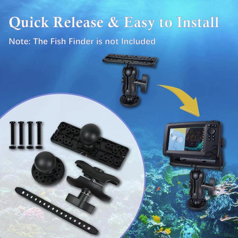 Fish Finder Mount Base, Universal 360° Rotation Ball-Mount Fish Finder Bracket, Nylon & Stainless Steel Electronic Fish Finder Holder for Marine B...