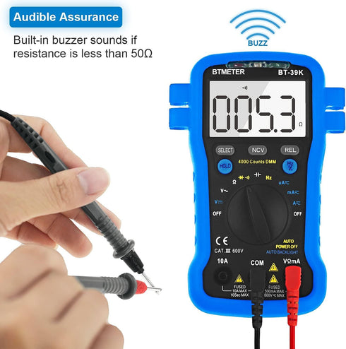 BTMETER BT-39K Multimeter with Case, 4000 Count Volt Ohm Amp Meter Autoranging DMM for AC/DC Current, Voltage, Resistance Frequency Tester, with N...