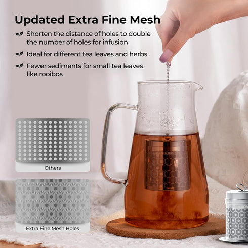 2 Pack Reinmoson Large Tea Infuser for Loose Tea & Spice Infuser for Cooking, Extra Fine Mesh Large Tea Strainers for Loose Tea, 304 Stainless Ste...