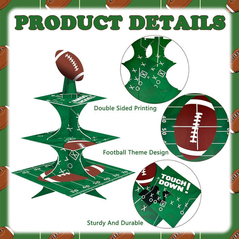 FRIDAY NIGHT Super Football Bowl Party Cardboard Cupcake Stands Mini Cake Dessert Stand Reusable Kid Birthday Baby Shower Sport Theme Supplies...