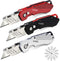 KATA 3-Pack Heavy Duty Box Cutter Folding Utility Knife With Zinc Alloy Body, Quick Change Blades, Lock-Back Design, Extra 12pc Blades For Cartons...
