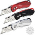 KATA 3-Pack Heavy Duty Box Cutter Folding Utility Knife With Zinc Alloy Body, Quick Change Blades, Lock-Back Design, Extra 12pc Blades For Cartons...