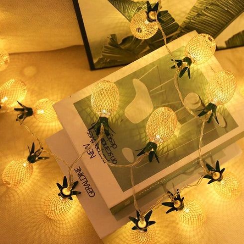 Merdeco Pineapple String Lights, 10ft 20 LED Plug in String Lights Warm White Fairy Lights for Birthday Party Wedding Home Indoor Outdoor Decorati...